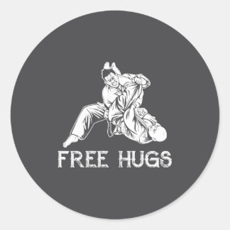 Funny Hugs Brazilian Jiu Jitsu Mma Bjj  Classic Round Sticker