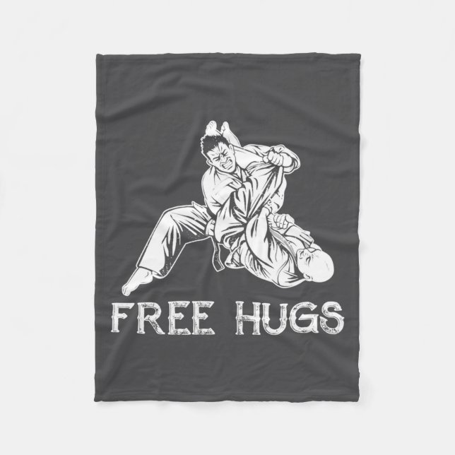 Funny Hugs Brazilian Jiu Jitsu Mma Bjj  Fleece Blanket (Front)