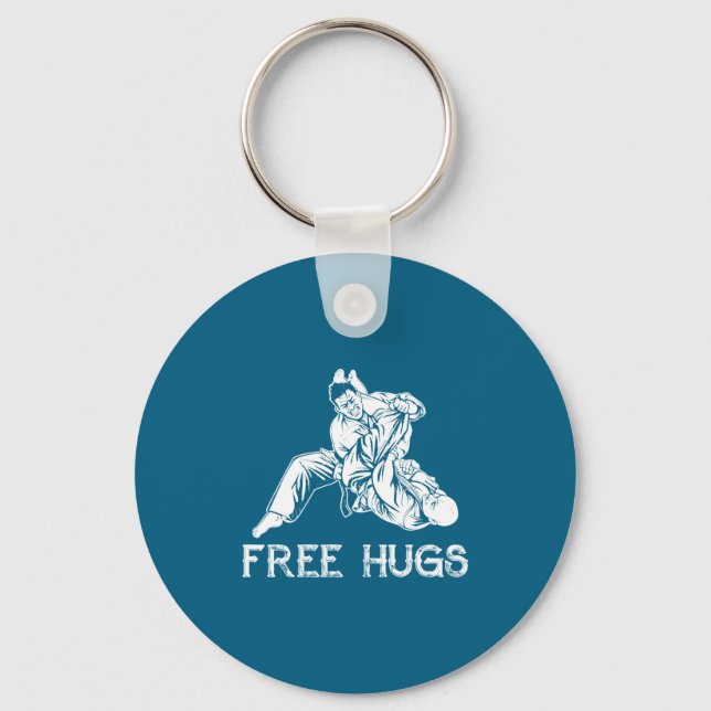 Funny Hugs Brazilian Jiu Jitsu Mma Bjj  Key Ring (Front)