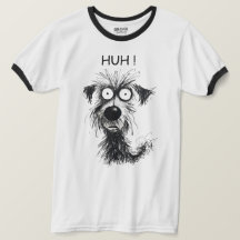 Funny HUH! Dog Sketch Men’s Ringer T-Shirt