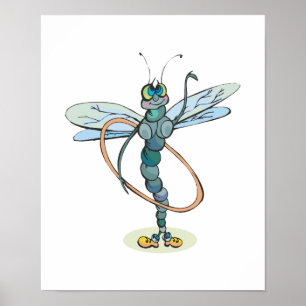funny hula hoop dragonfly poster