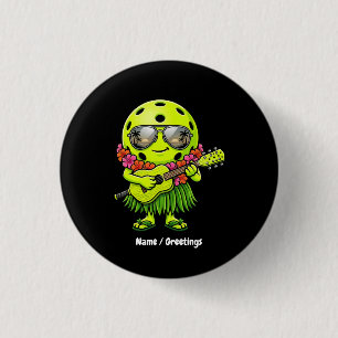 Funny Hula Pickleball Hawaiian Mascot Graphic 3 Cm Round Badge