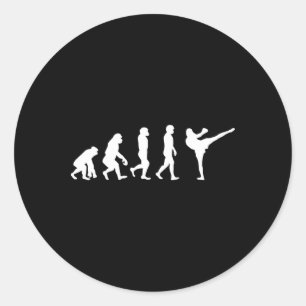 Funny Human Ape Gorilla Evolution Karate Boxing Ki Classic Round Sticker