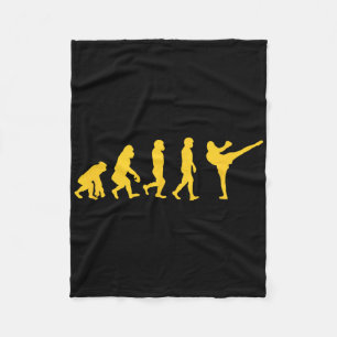 Funny Human Ape Gorilla Evolution Karate Boxing Ki Fleece Blanket