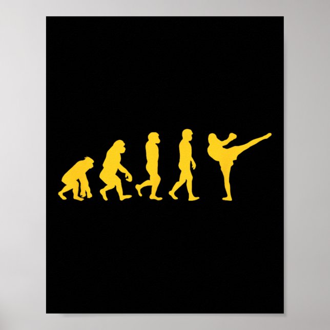Funny Human Ape Gorilla Evolution Karate Boxing Ki Poster (Front)