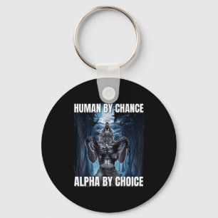 Funny human by chance meme wolf key ring