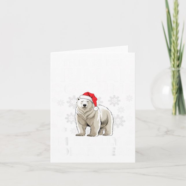 Funny Human Costume Lar Bear Christmas Lights Sant Card (Front)