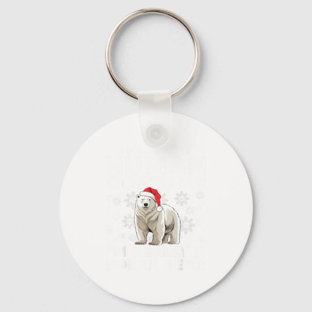 Funny Human Costume Lar Bear Christmas Lights Sant Key Ring (Front)