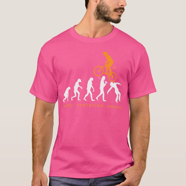 Funny Human Evolution Mountain Bike Bmx Mtb T-Shirt (Front)
