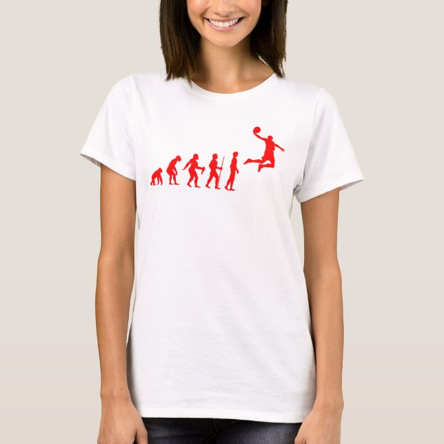 Funny Human Evolution to Basketball Player Dunk T-Shirt (Front)