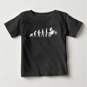 Funny Human Evolution to Motocross Baby T-Shirt