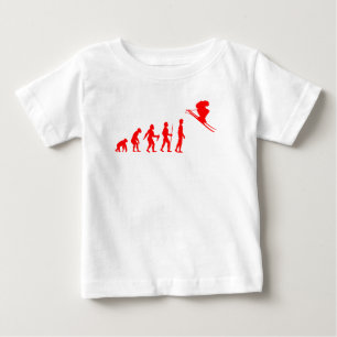 Funny Human Evolution to Skier Baby T-Shirt