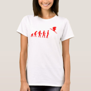 Funny Human Evolution to Skier T-Shirt