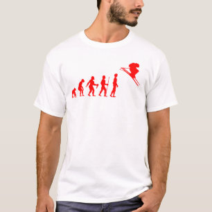 Funny Human Evolution to Skier T-Shirt