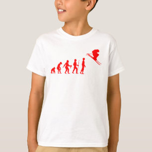 Funny Human Evolution to Skier T-Shirt