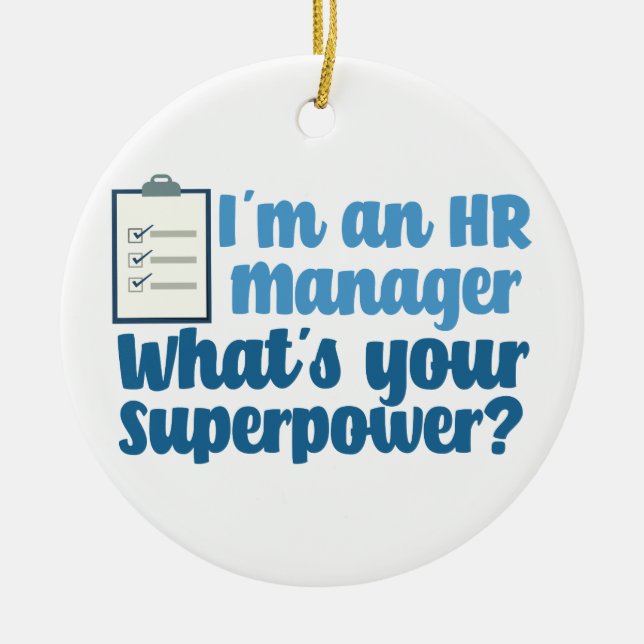 Funny Human Resources Superhero Ceramic Tree Decoration (Front)
