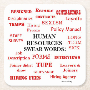 Funny Human Resources Swear Words Gift Square Paper Coaster