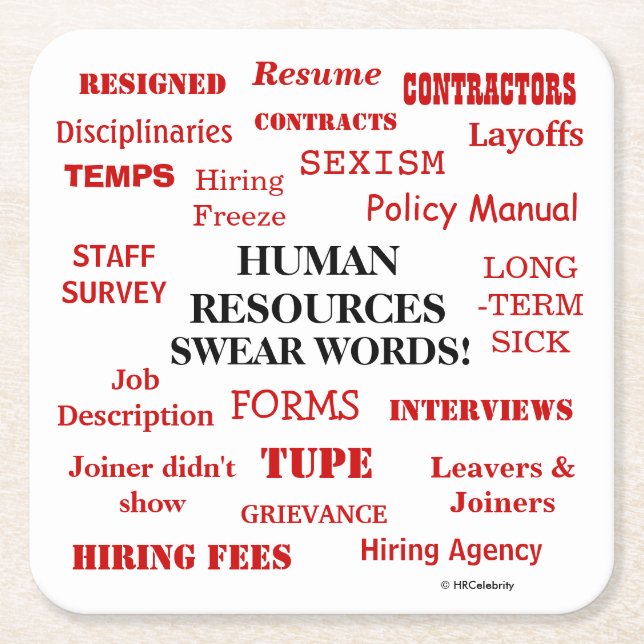 Funny Human Resources Swear Words Gift Square Paper Coaster (Front)