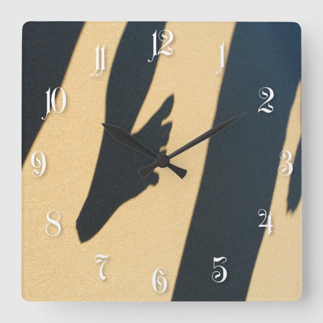 Funny human shadows on the beach sand square wall clock (Front)