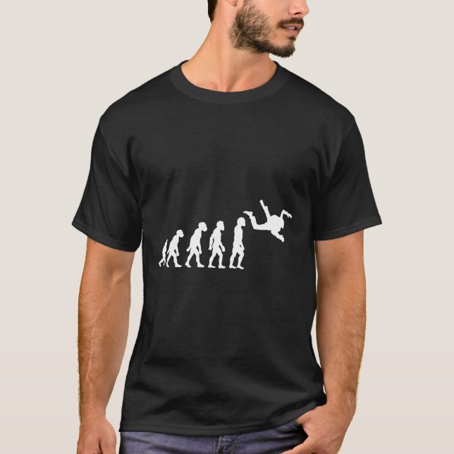 Funny Human Skydiving Evolution Freefall Skydiver  T-Shirt (Front)
