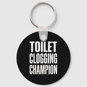 Funny Humor Bathroom Joke Toilet Clogging Chamon  Key Ring