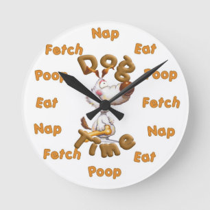 Funny Humorous Dog Time Wall Clock