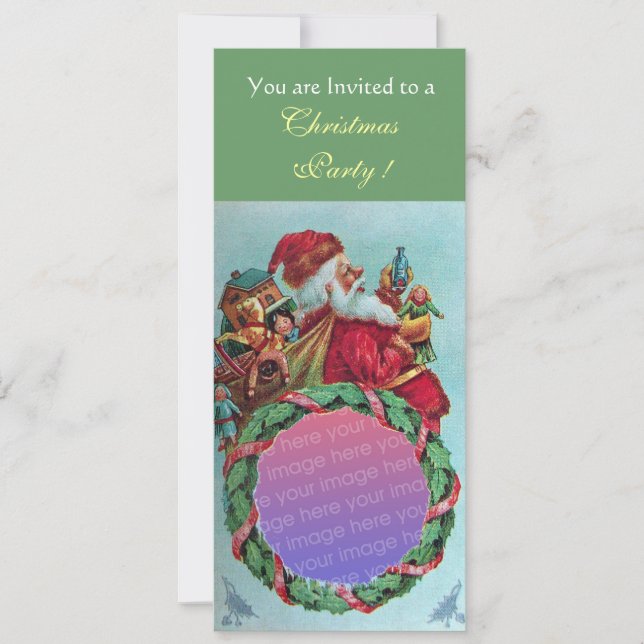 FUNNY,HUMOROUS SANTA VINTAGE Photo Template Green (Front)