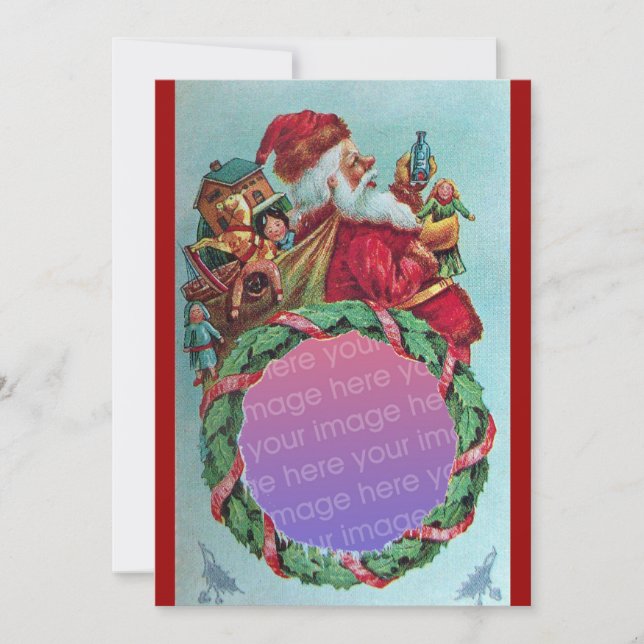 FUNNY,HUMOROUS SANTA VINTAGE Photo Template Red (Front)