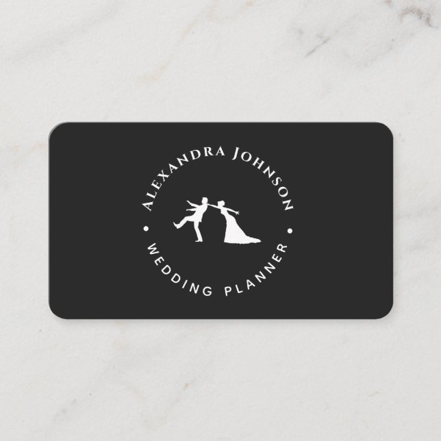 Funny Humour Black White Bride Groom Wedding Theme Business Card (Front)