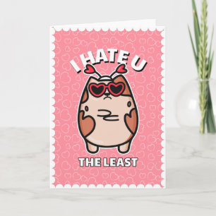 Funny Humour Cat Anti -Valentine's Day Pink Hearts Card