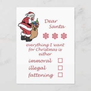Funny Humour Christmas Dear Santa Postcard