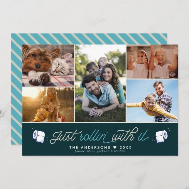 Funny Humour Covid  Toilet Paper Photo Collage Holiday Card (Front/Back)