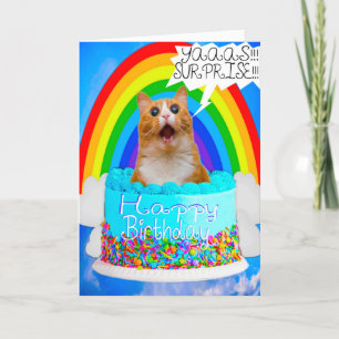 Funny Humour Crazy Cat Surprise Birthday Card
