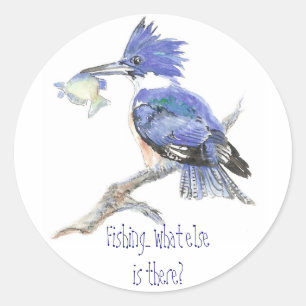 Funny, Humour Fishing - Kingfisher Classic Round Sticker