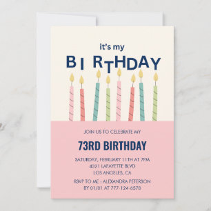 Funny Humour  Pink Candle73rd birthday invitations