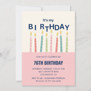 Funny Humour Pink Candle 76th birthday invitation