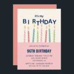 Funny Humour  Pink Candle 96th birthday invitation<br><div class="desc">Funny 96th birthday invitations Humour Candle pink</div>