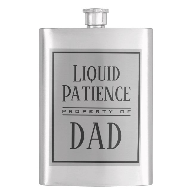 Funny Humour Quote Custom Modern Monogram Grey Hip Flask (Front)