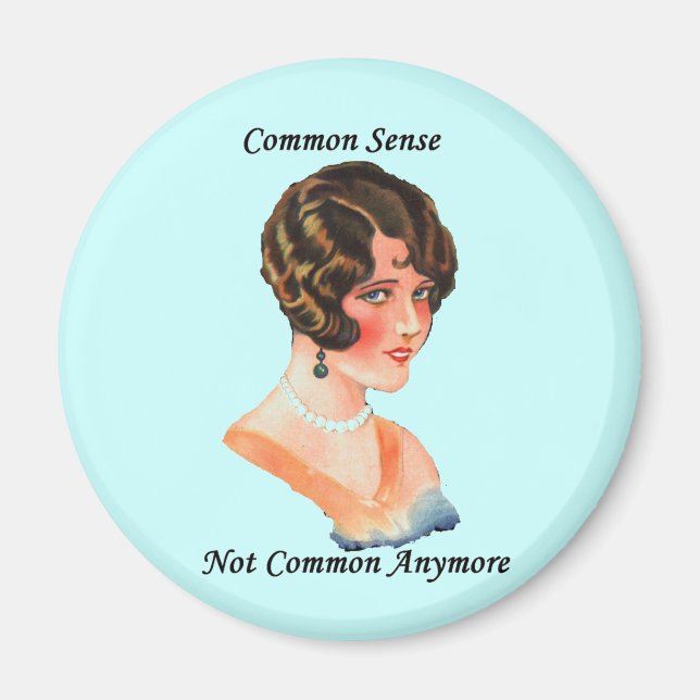 Funny Humour Retro Woman Common Sense Joke Magnet (Front)