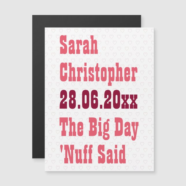 Funny Humour Rustic Custom Wedding Save the Date Magnetic Invitation (Front/Back)