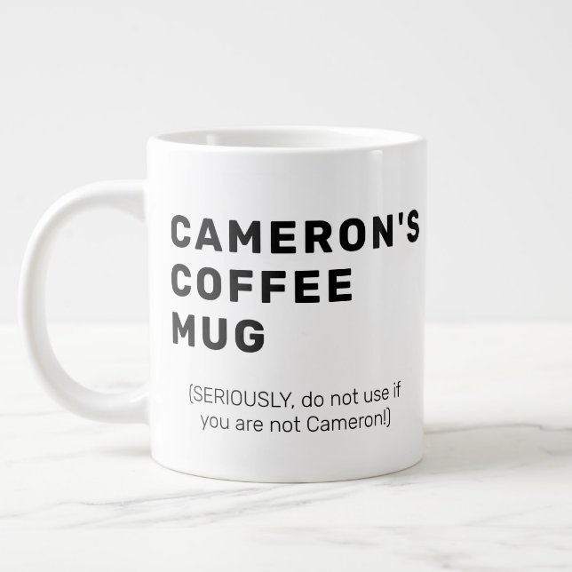 Funny Humour Sarcasm Custom Modern Typography  Large Coffee Mug (Left)