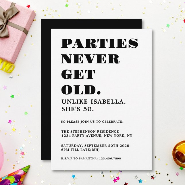 Funny Humourous 50th Birthday Party Navy Blue Gold Invitation (Creator Uploaded)