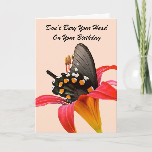 Funny, Humourous Butterfly Birthday Card (Front)