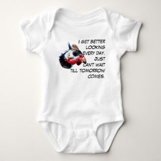 Funny humourous getting better looking text baby bodysuit