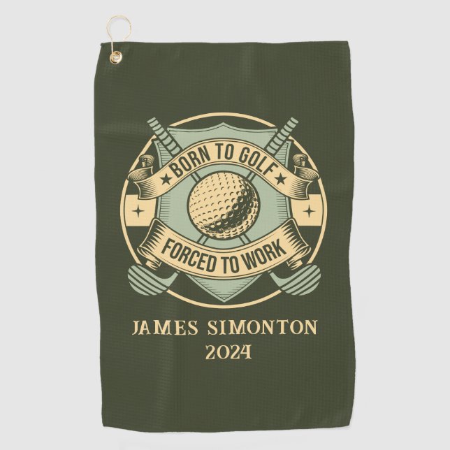 Funny Humourous Golf Quote Custom Vintage Golf Towel (Front)