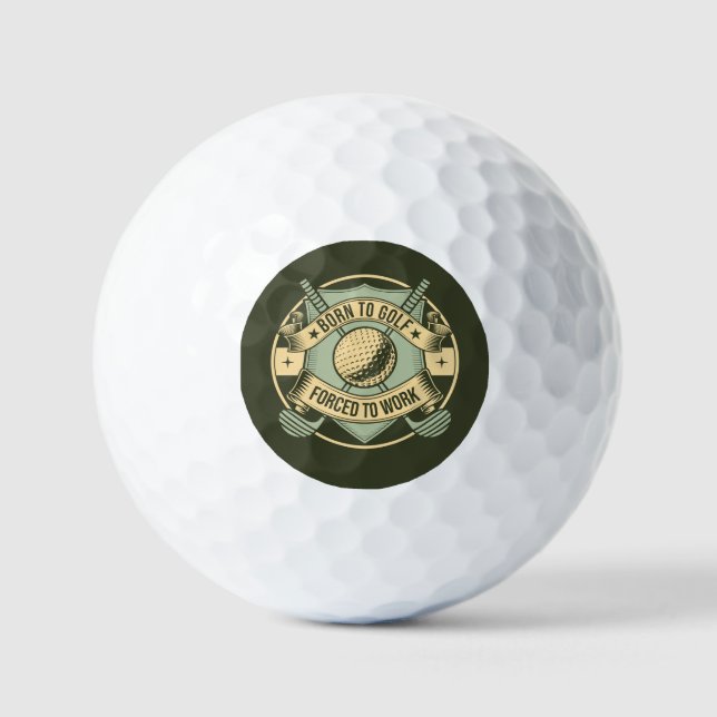 Funny Humourous Golf Quote Vintage Crest Golf Balls (Front)