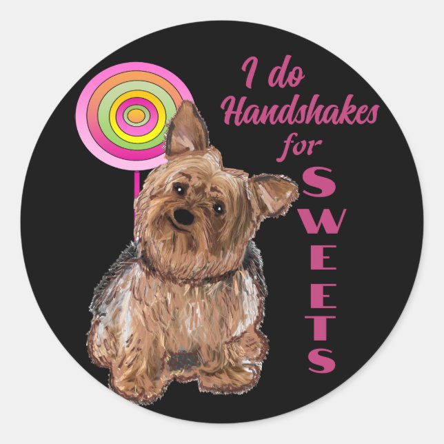 Funny humourous I Do Hand Shakes for Sweets Classic Round Sticker (Front)