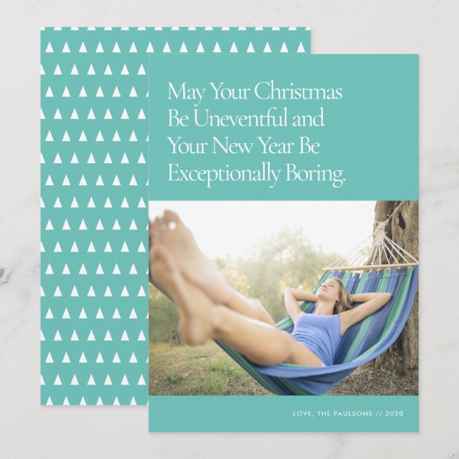 Funny Humourous Modern Minimal Holiday Photo Card (Front/Back)