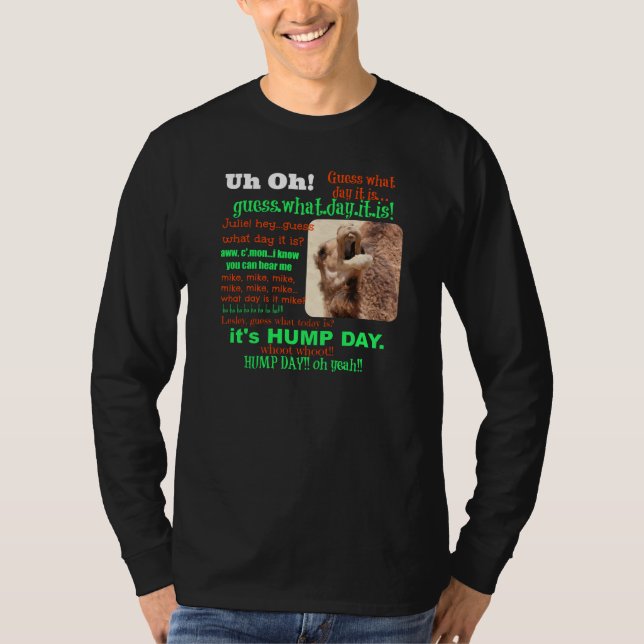 Funny Hump Day Camel, full text, orange & lime T-Shirt (Front)