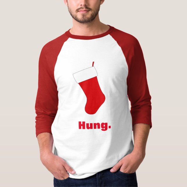 Funny Hung Stocking Christmas T-Shirt (Front)